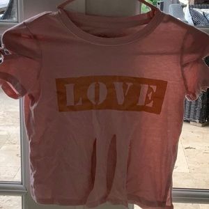 JUSTICE love shirt /w three slits on the tummy and one slit on each shoulder